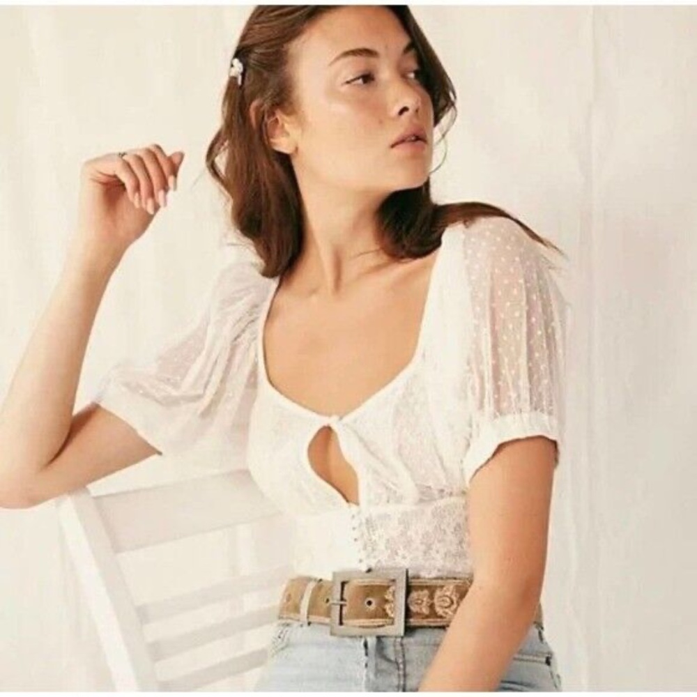 Free People Heartstrings White Crop Top